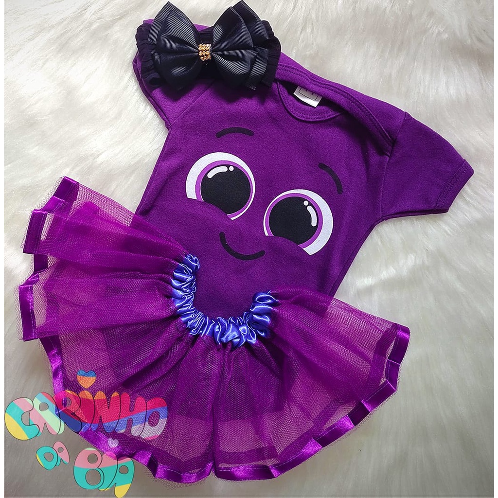 Body Temático Mesversário bebê menina/menino Polvinho Pow e Gatinha Sophie - Bolofofos