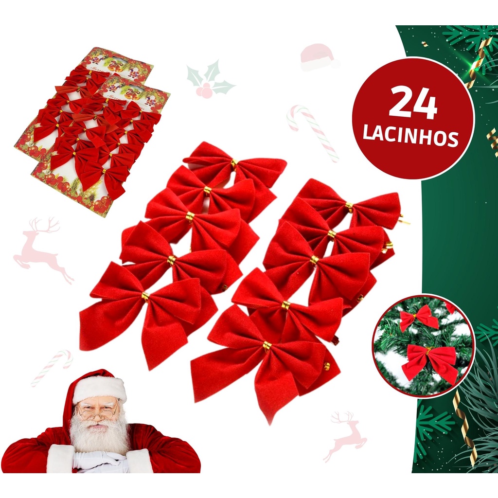 Laço Vermelho Para Arvore De Natal 24 Peças Promoção | Shopee Brasil