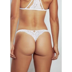 Calcinha Duloren Tanga Fio Em Renda E Tule Invisível Marilyn BRANCO