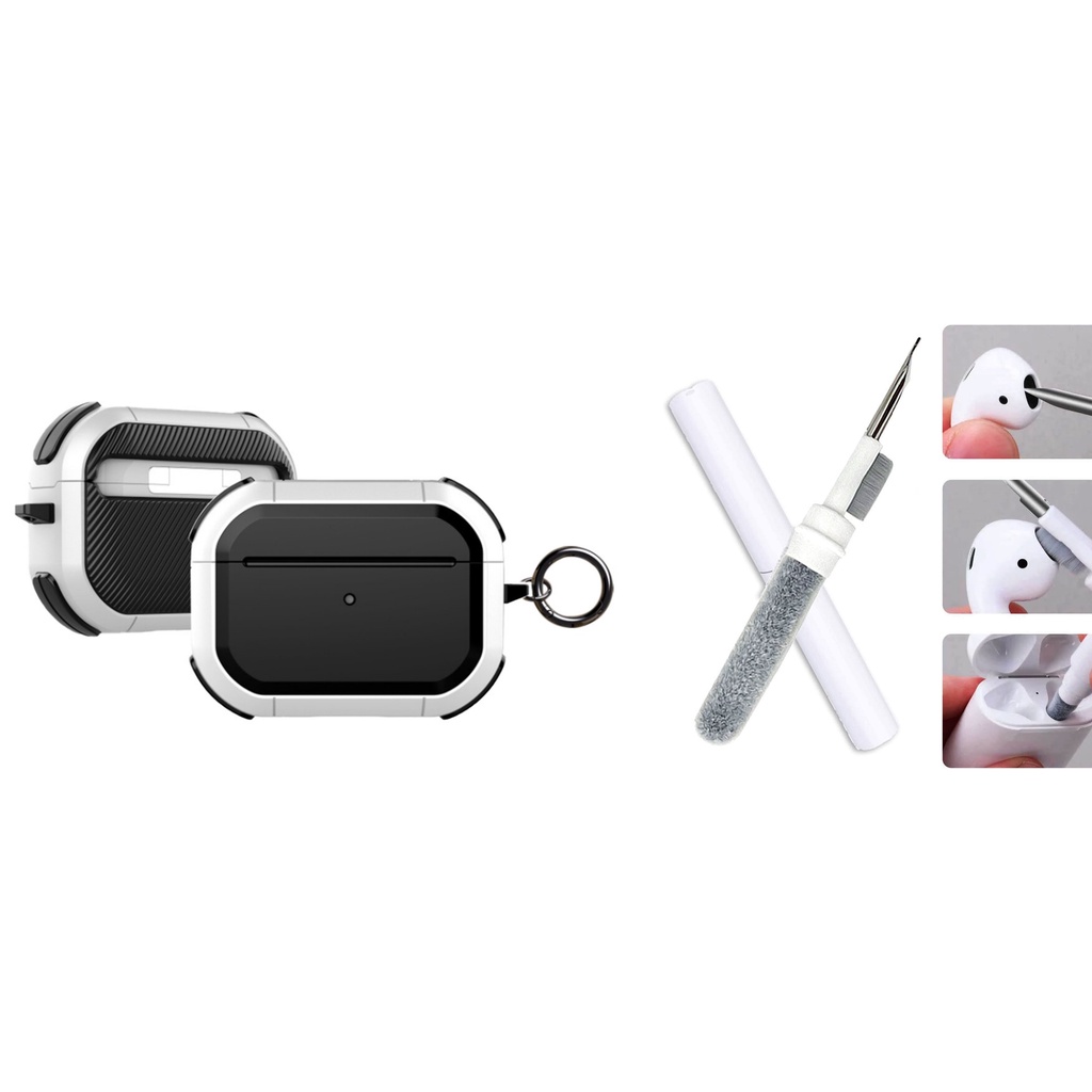 Kit case capa protetor para airpod pro 1 e 2 limpador de airpods