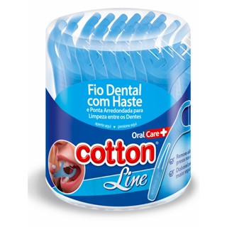 Fio Dental Com Haste Em Pote C/ 32 Unidades. Cotton Line - Oral +