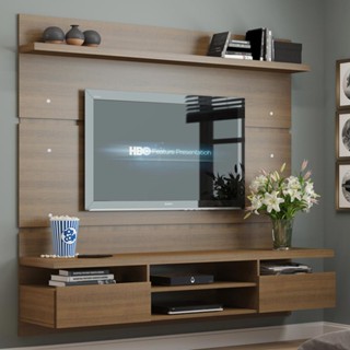 Rack com Painel e Suporte para TV até 65 Polegadas Madesa Moscou 180 cm - Rustic