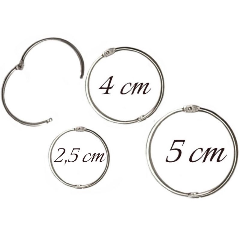 Argola Metalizada Prateada Para Encadernação - Vários Tamanhos em Oferta na Shopee