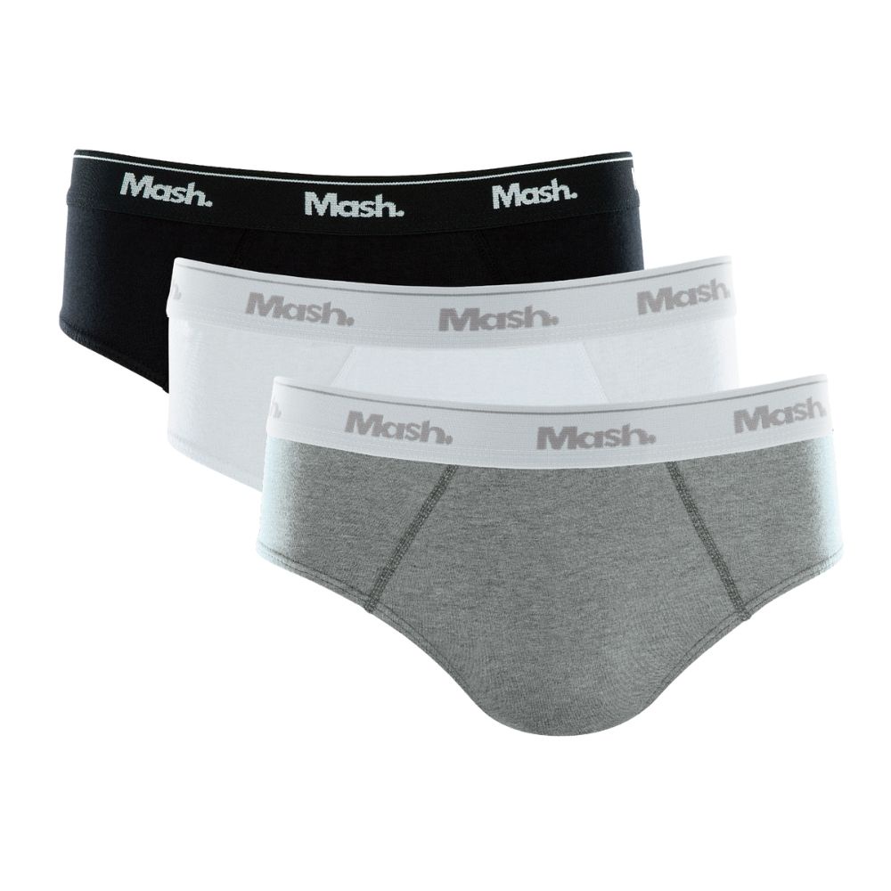 Kit Com 3 Cuecas Slip Em Algodao Mash Masculino Confortavel Basicas e Essenciais