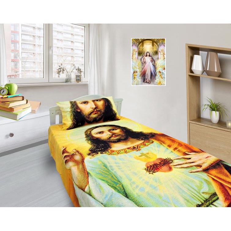 Jogo De Lençol E Fronha Jesus Cristo Kit 2pçs, Cobreleito