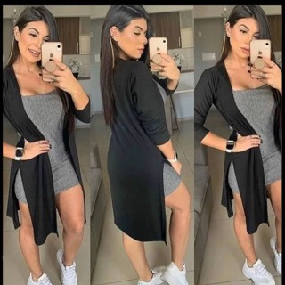 CARDIGAN FEMENINO KIMONO TECIDO CANELADO