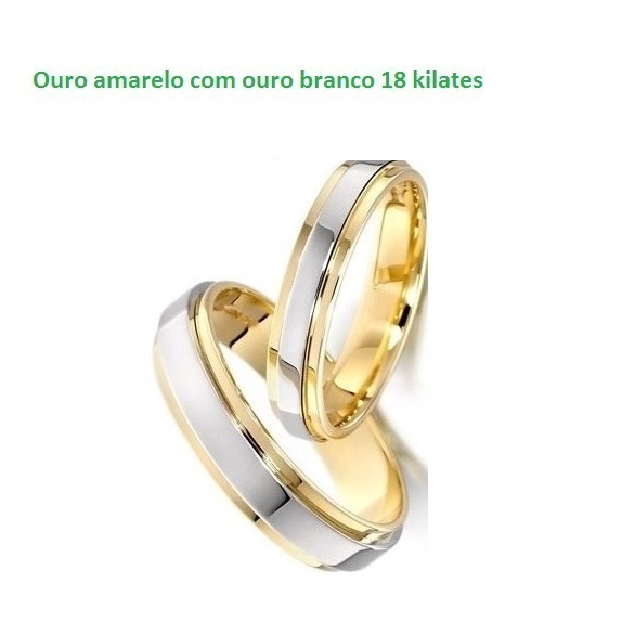 Par Alianças Noivado Casamento e Bodas De Prata Casal Tradicional Ouro 18 Kilates