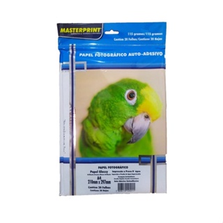 Pacote com 20 folhas A4 115 gramas adesivo fotografico Master Print - [Embalagem Original ] em Oferta na Shopee