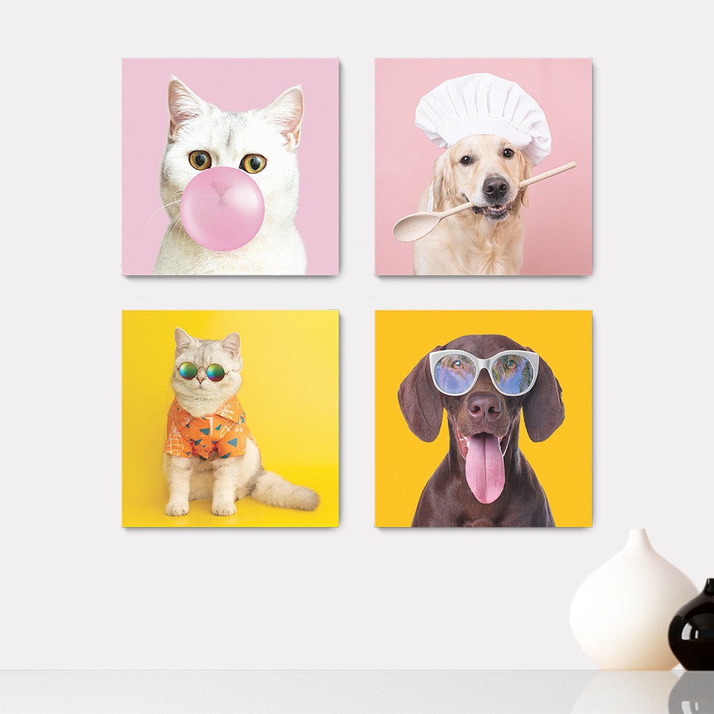 Kit 4 Quadros Decorativos Pet Shop Veterinário Cachorros Gatos Placas - 0013ktpl4
