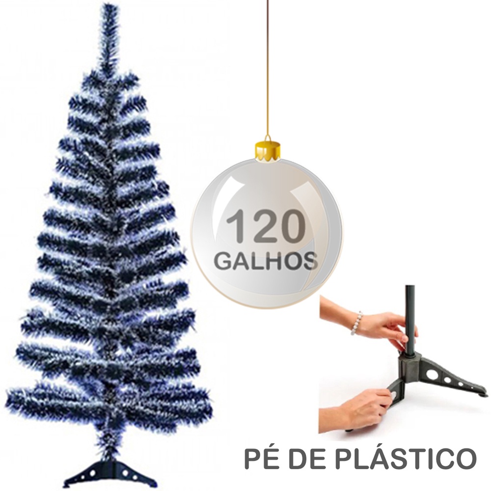 Arvore De Natal Pinheiro Nevada 120 Galhos Neve 120cm base de Plástico |  Shopee Brasil