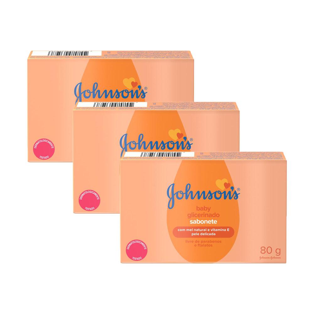 Kit com 3 Sabonetes Barra Johnson's Glicerinado 80g em Oferta na Shopee