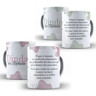 Kit 5 Canecas Dindo e Dinda com nome, frase e foto Personalizada – Copo diversos modelos Melhores conjunto kit convite batismo Batizado padrinho e madrinha consagração Mega Oferta !!!