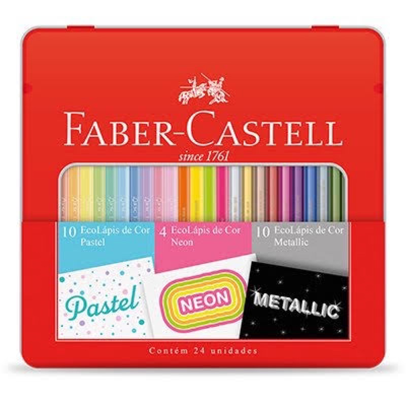 Lápis de Cor Tom Pastel/Neon/Metálico 24 Cores - Faber-Castell | Artigos de Arte