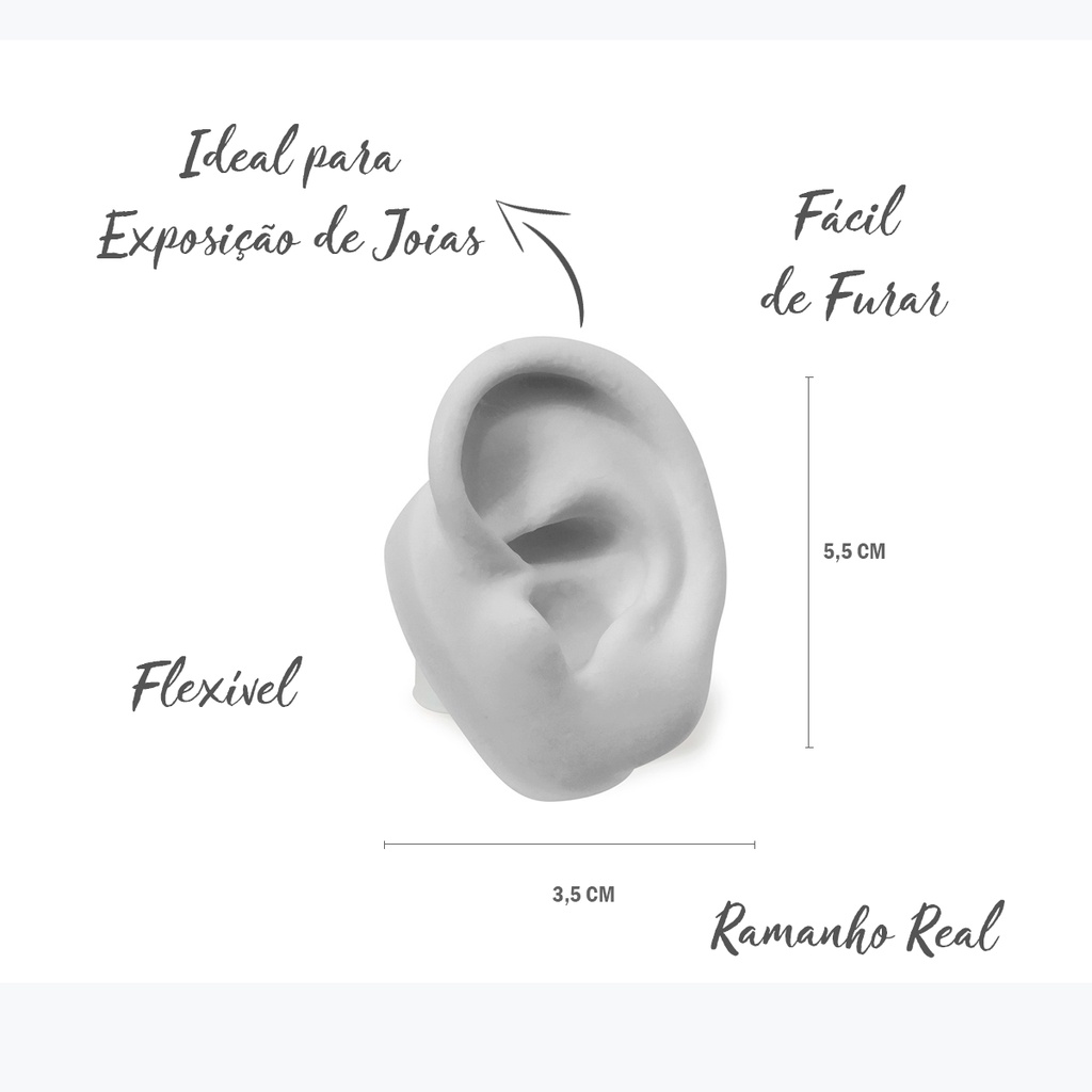 Detalhes do Orelha de Silicone Branca Expositor Porta Brinco Bijuterias Piercings