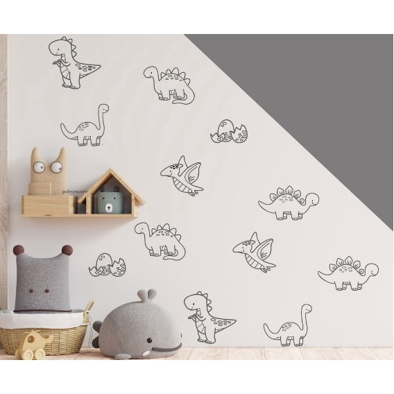 Adesivo decorativo de parede dinossauros kit 30 UNIDADES 25 dinossauros +5 ovinhos