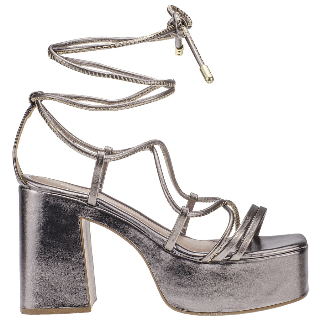 Sandália Meia Pata Lóris Salto Alto Grosso Plataforma Feminino Amarraçao 4806-2 - Women Shoes