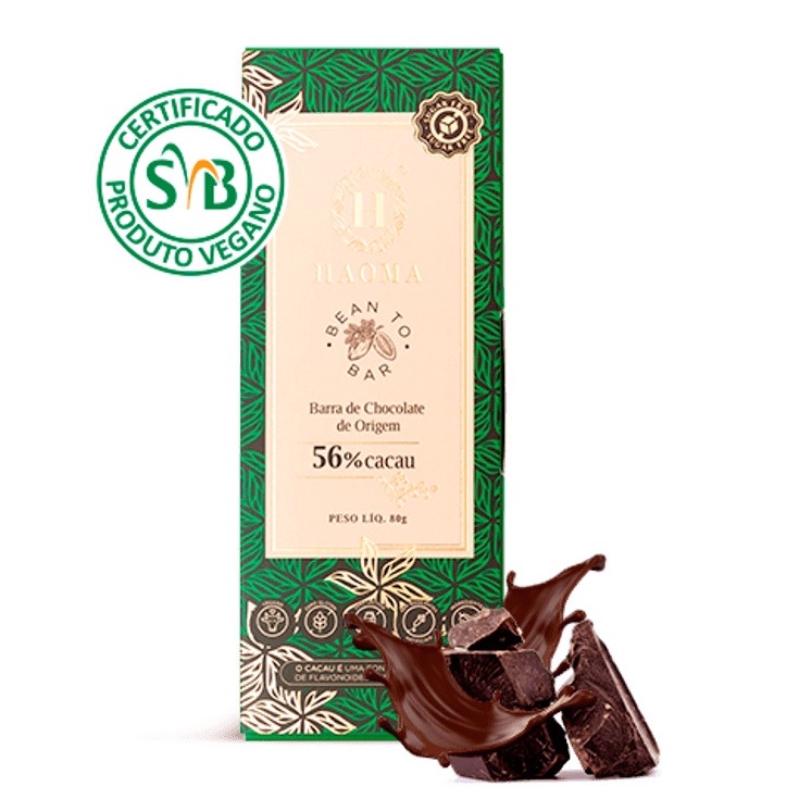 Haoma Barra de Chocolate de Origem 56% cacau - 80g UN | Shopee Brasil