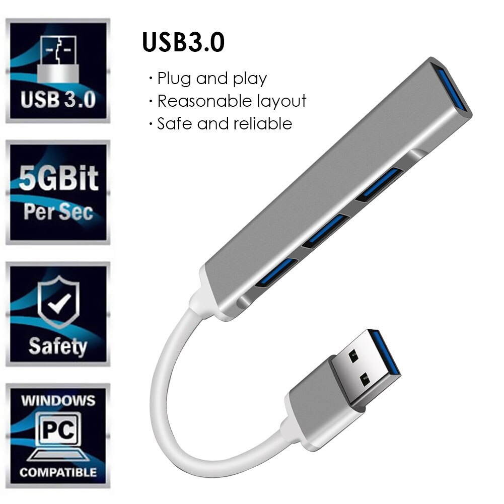 Hub Usb 3.0 Alta Velocidade Usb Pc Converter Expansor USB ParaComputador Notebook Multi Portas 4 EM 1 Hubs Led