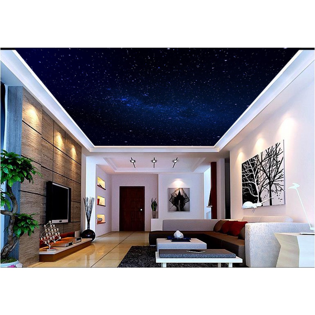 Papel de Parede de Teto - Adesivo Decorativo Para Teto - Painel Fotográfico Espaço Universo Paisagem Céu Galaxia ROF - 045