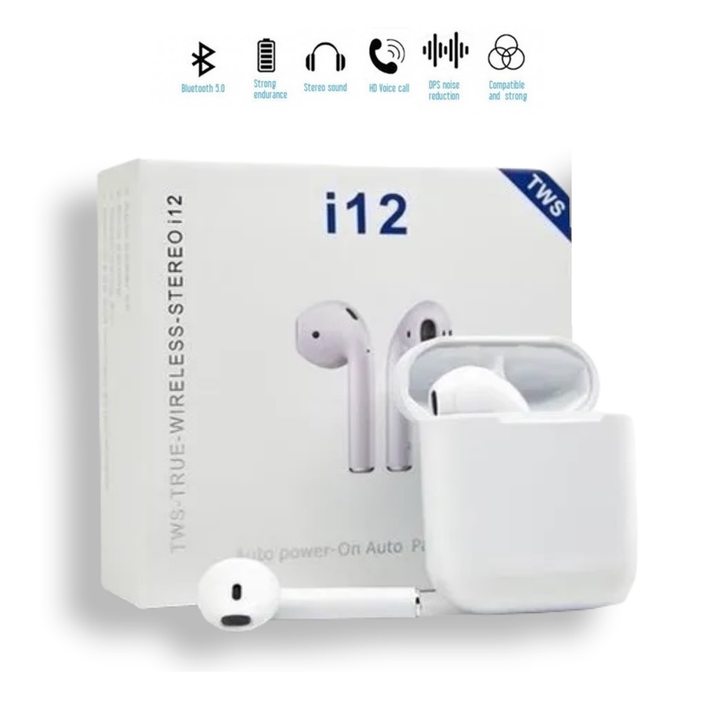 Fone de Ouvido Bluetooth Sem Fio Wireless I12 Tws Branco