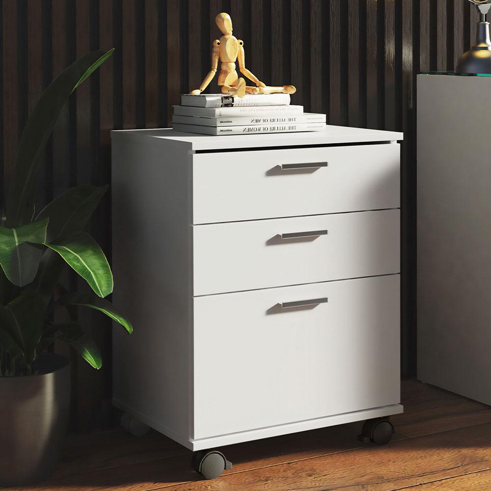 Gaveteiro Organizador para Escritório 3322 Madesa 3 Gavetas com Rodinhas - Branco em Oferta na Shopee
