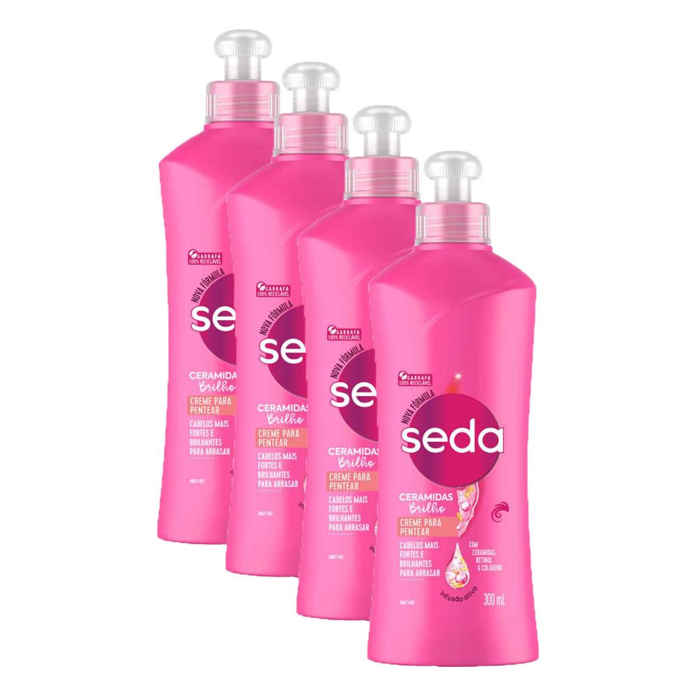 Kit 4 Creme para Pentear Seda Cocriações Ceramidas Brilho 300ml em Oferta na Shopee