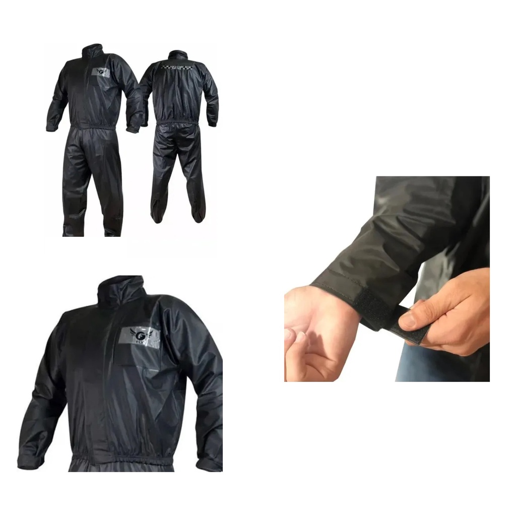 Capa Roupa Chuva Vestimenta Vestuário Jaqueta Calça Fly Pvc Preta Moto Motoqueiro