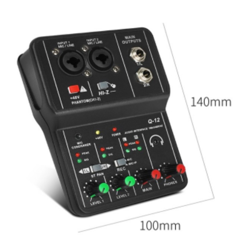 Q12 Interface De Áudio Placa De Som USB Sem Unidade Mini Gravação De