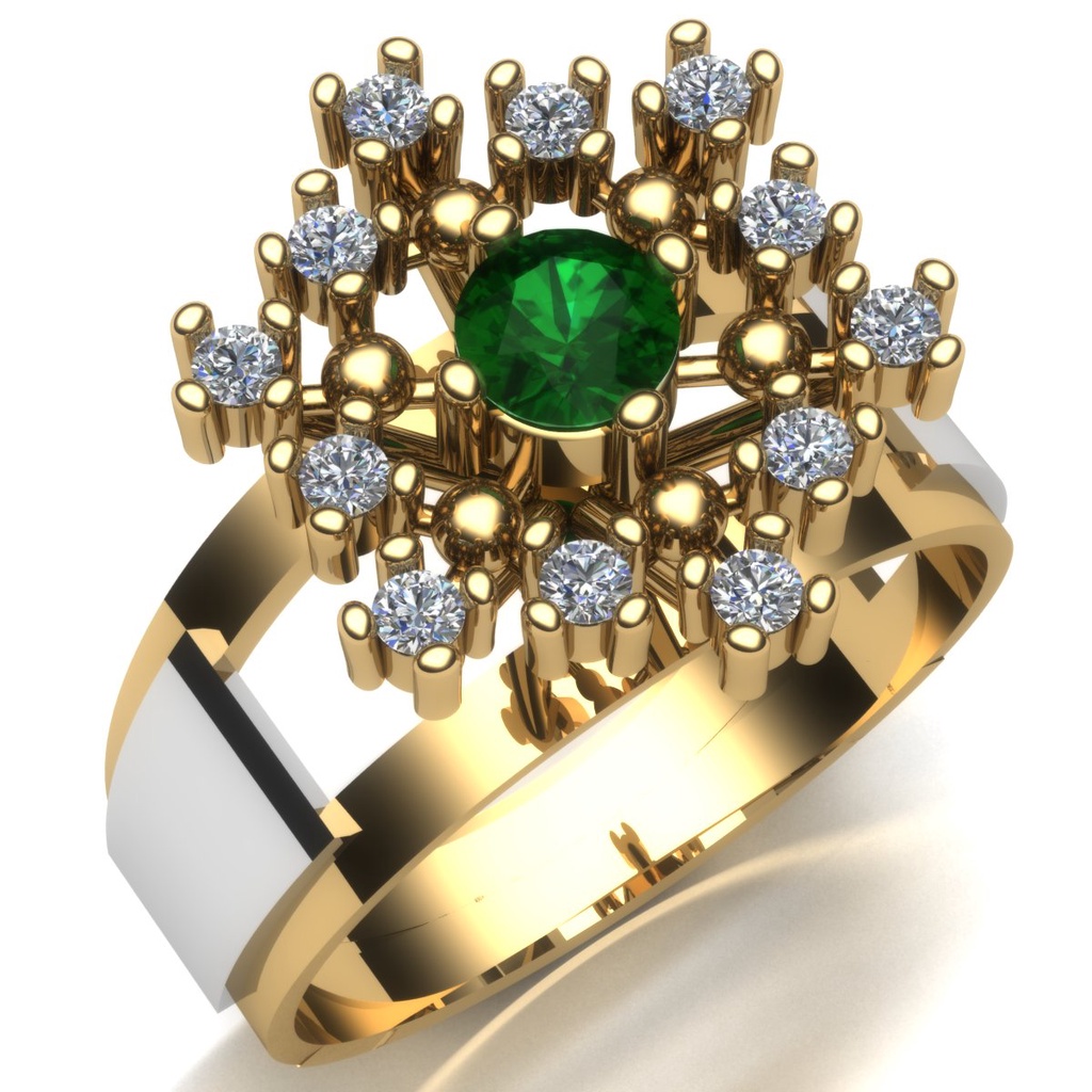 Anel de formatura  enfermagem esmeralda e diamantes ouro 18k