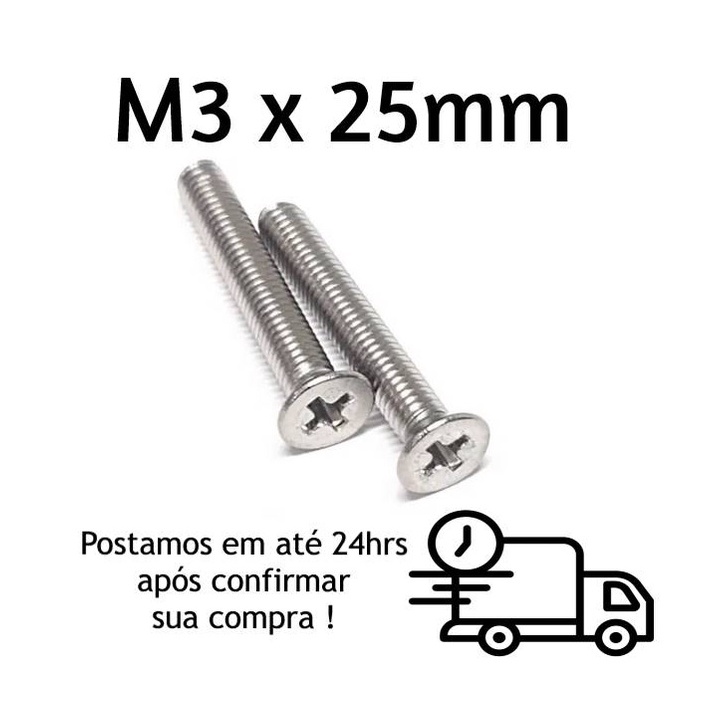 Parafuso Chato Máquina Phillips M3 X 25mm INOX