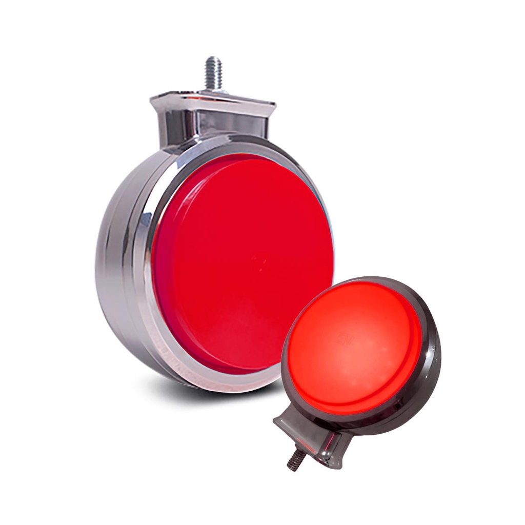 Lanterna Bojuda Foguinho LED Vermelha Cromada 12V 24V - Spare Parts and Accessories for Vehicles