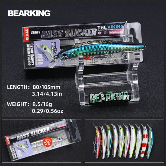BEARKING 10,5cm 16g 8cm 8,5g Equipamento De Pesca Quente Afundando Iscas De Peixinho Manivela Sistema De Peso Fixo isca artificial