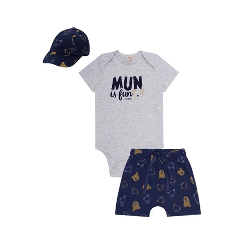 Roupa Infantil Masculina Camiseta Short Boné Conjunto Lucboo Estiloso e Confortável