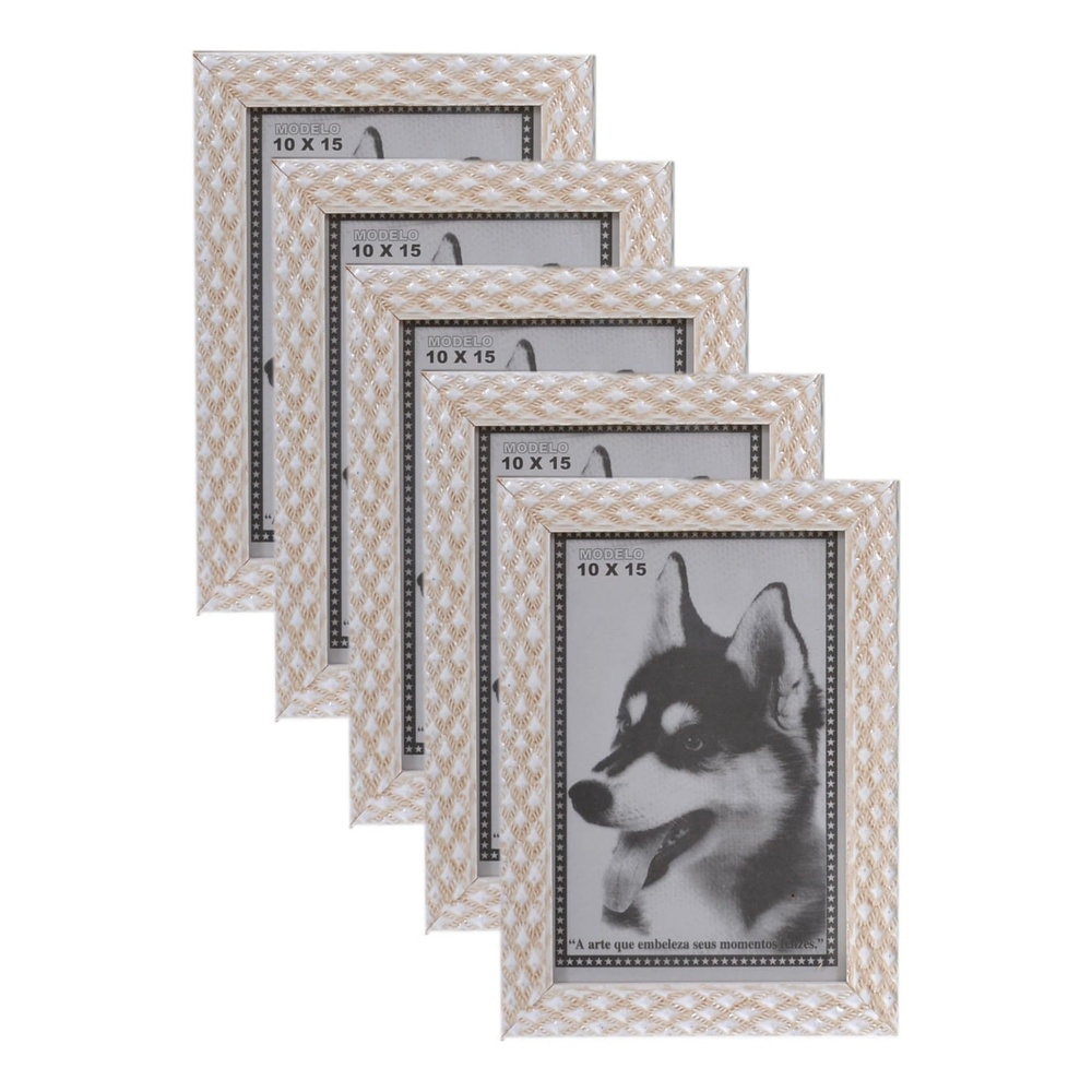 KIT 5 PORTA RETRATO BEGE10X15 PVC ALTO RELEVO em Oferta na Shopee