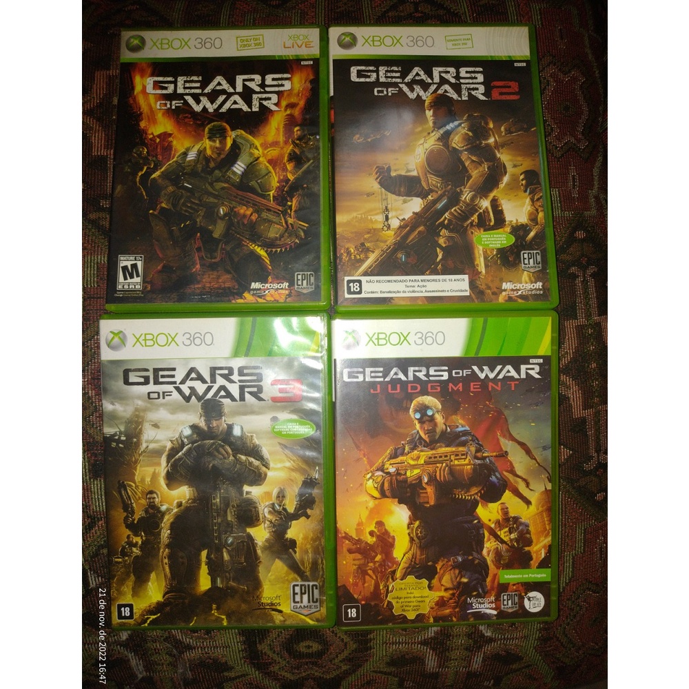 Gears of War 1, 2, 3, judgment originais Xbox 360 Escorrega o Preço