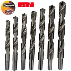 Kit Jogo 7 Brocas Aço Rápido Para Metal Madeira 14,15,16,17,18,19,20mm Haste Rebaixada