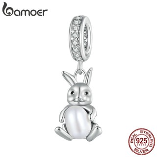 Bamoer Coelho De Prata 925 Com Contas De Pérola Para Pulseira Original DIY Bangle Making BSC745