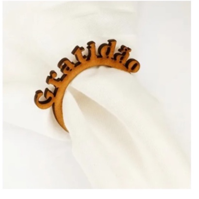 12 Anel Porta Guardanapo Personalizado Mdf Crú Casamento-mesa posta-jantar- GRATIDÃO