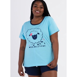 Pijama Verão Feminino Plus Size de Algodão Little One