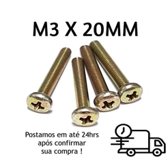 20 Peças Parafuso Máquina Cabeça Panela Phillips M3 x 20mm