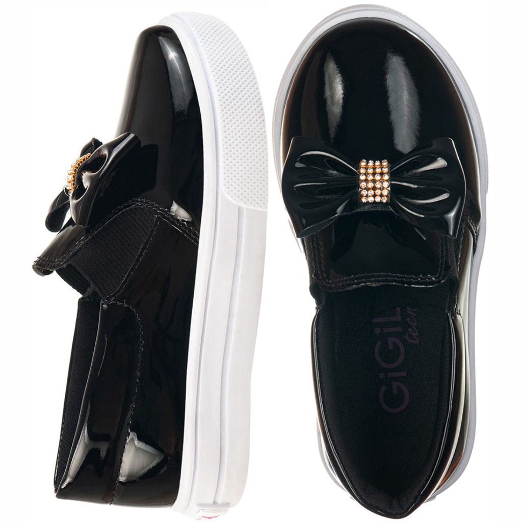Tênis Casual Infantil Feminino Iate Slip-on Menina Confortável Laço Strass Moda Atual Blogueira Festa Menina Calce Fácil Leve - Baby & Kids Fashion