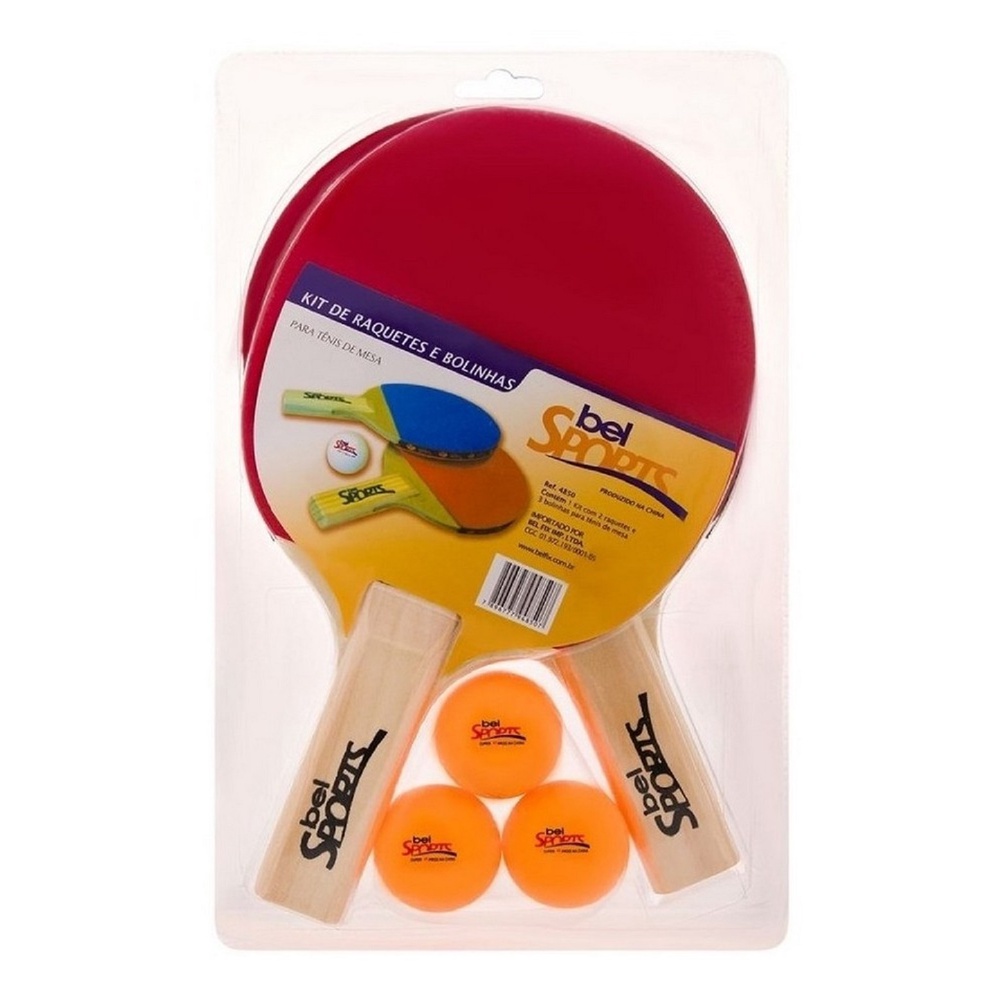 KIT TENIS DE MESA COM 2 RAQUETES E BOLA BELFIX 485000