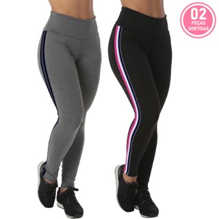 Kit 2 Leggings Suplex Compressão Academia Listras