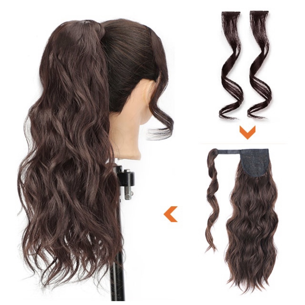 Aplique Rabo de cavalo Velcro Ondulado 70cm fibra premium