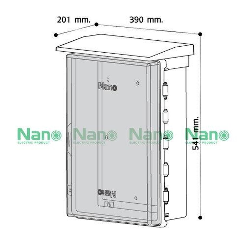 รูปสินค้า NANO Electric® NANO-104CG ตู้กันน้ำพลาสติก มีหลังคา ฝาใส ขนาด 15x21x8 นิ้ว (390 x 541 x 201 mm) สีเทา
