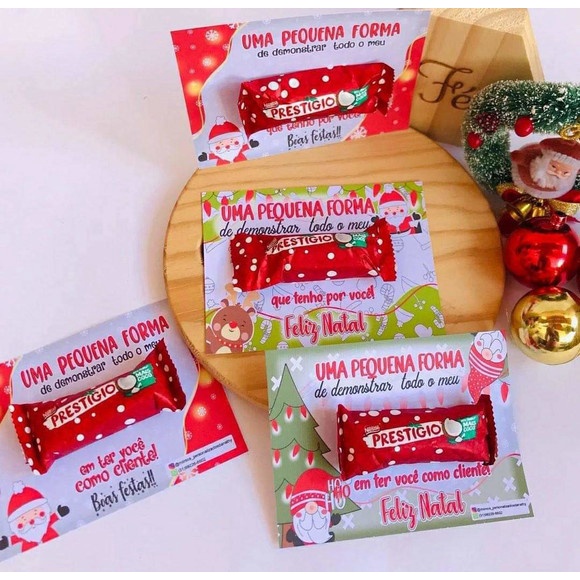 20 Cartões para Prestígio ou Bombom Lembrancinha Natal - Papelaria Chocolate  | Shopee Brasil