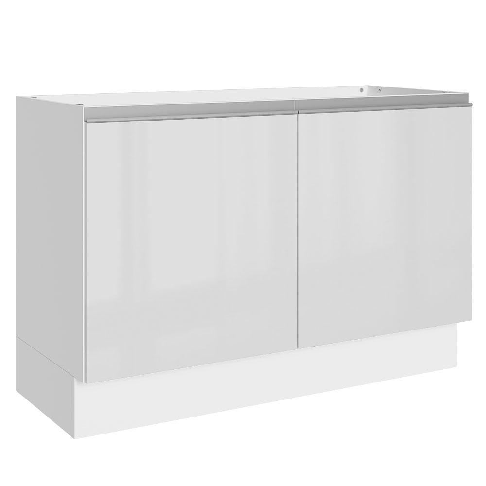 Balcão Gabinete de Pia 100% MDF 120cm 2 Portas (Sem Tampo e Pia) Portas Branco Brilho Acordes Madesa em Oferta na Shopee