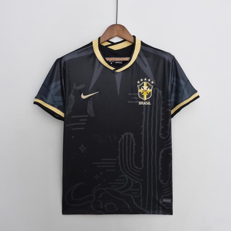 Camisa Do Brasil Preta Seleção Brasileira Edição Especial 2022/2023 - Lançamento Camiseta De Time De Futebol Oficial