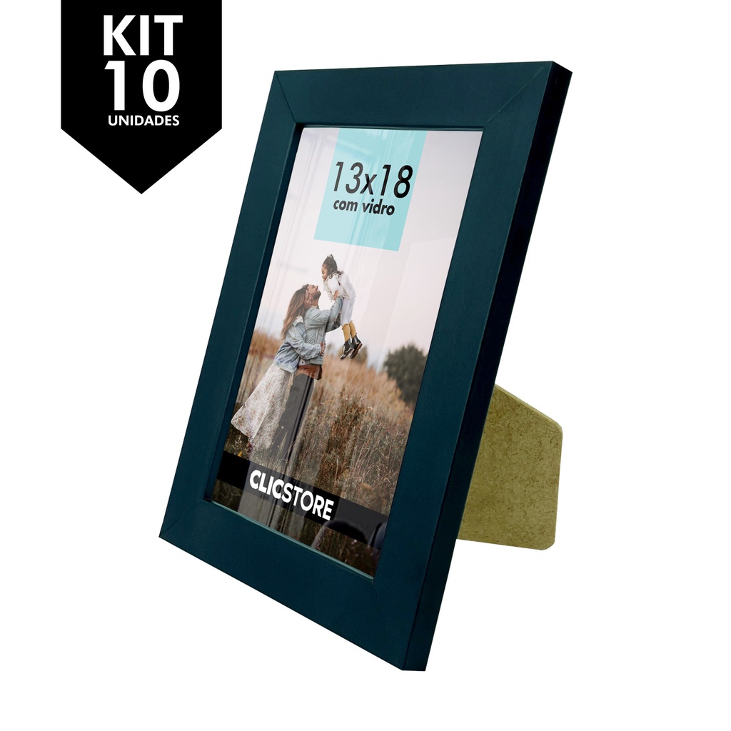 Kit 10 Porta Retrato 13x18 Moldura Quadro Apoio Mesa Gravata Vidro Foto Home Aparador