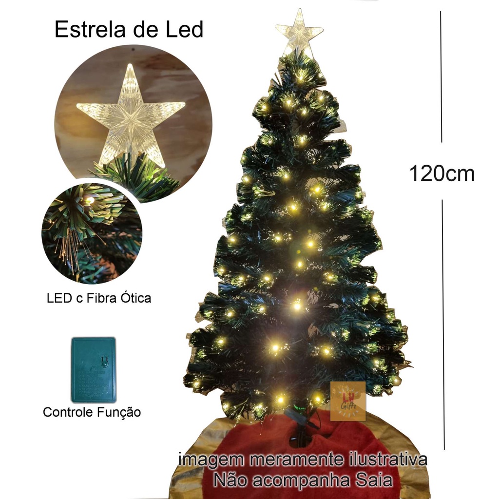 Árvore de Natal LED Fibra Ótica Cristal 120Cm Luzes Bivolt | Shopee Brasil